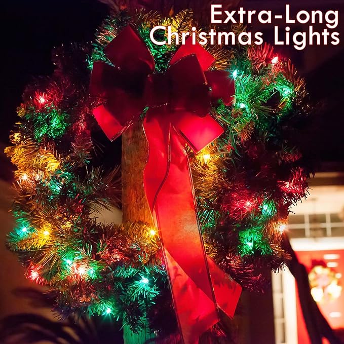 Upgraded Connectable 200 LED Christmas String Lights Outdoor Indoor, 66FT Red and Green Christmas Lights 13 Modes, Waterproof Twinkle Fairy Lights Plug in Clear Wire for Tree, Bedroom Decoration