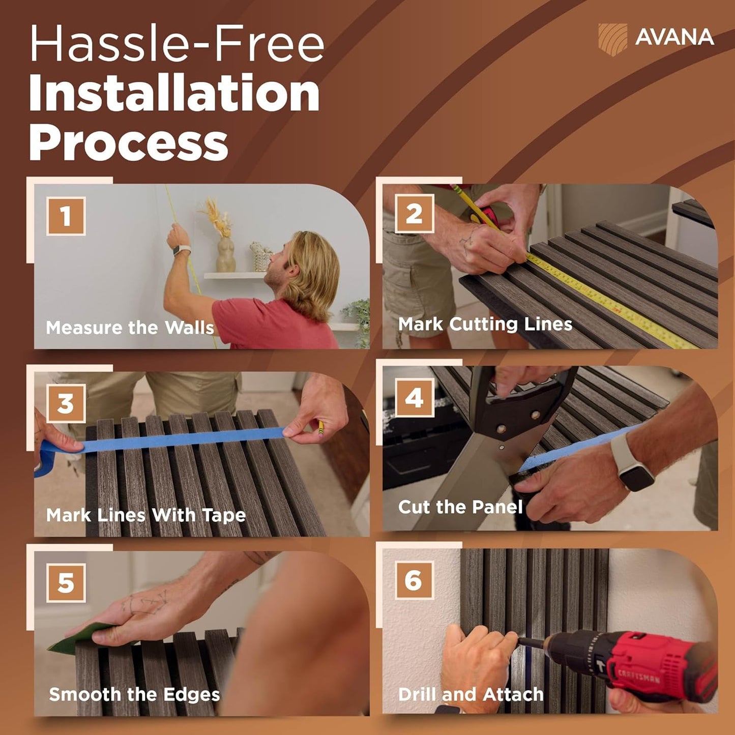 Avana Modern Acoustic Wood Wall Panels – 94.4x12.6 Inch Dark Walnut Acoustic Panels 1 PC – Wall Panels For Interior Wall Decor For Homes, Offices, Studios – Sturdy And Durable Wood Panels For Wall