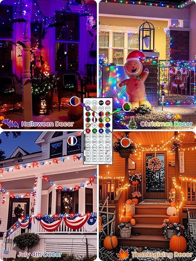 500LED Smart Color Changing Christmas Lights App Controlled, 175FT Waterproof RGB Twinkle String Light Music Sync Multiple Modes, Christmas Lights with Remote & Timer Indoor Outdoor Xmas Decorations