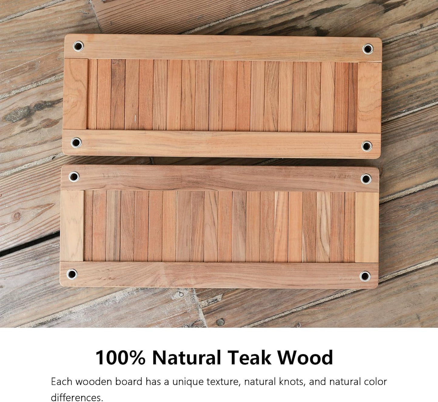 Teak Wooden Swing, Outdoor Wood Tree Swing Seat for Kids or Adults for Backyard Columpio, Height Adjustable (23.8x9inch)