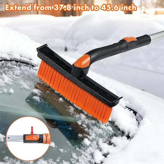 Eazy2hD 3 in 1 Silicone Snow Brush with Ice Scrapers, 39.37" Extendable Window Ice Removal with Squeegee for Windshield, 360° Pivoting Brush Head Cleaner Tool for Car, Truck, SUV
