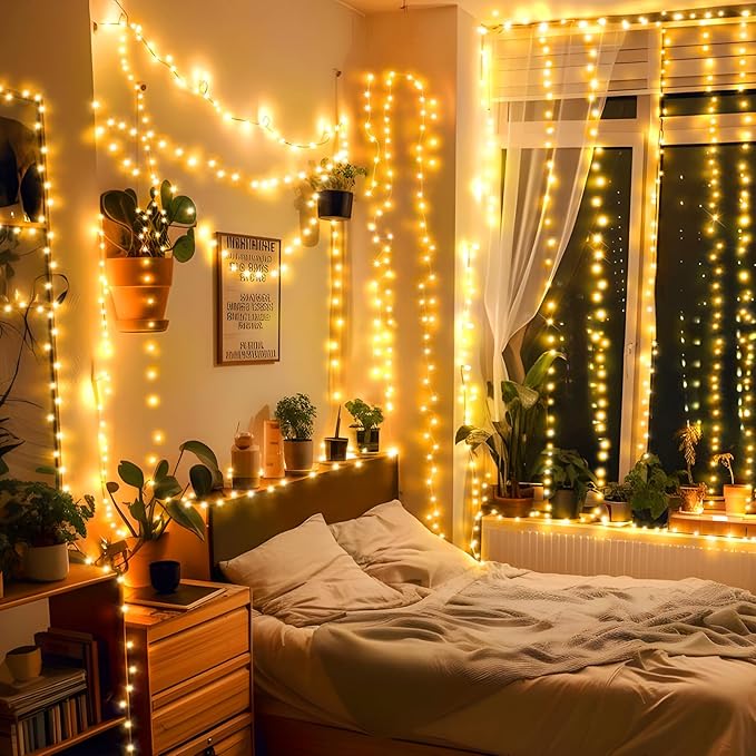 SAUIRS 600FT 1500 LED Christmas Lights Outdoor String Lights with 8 Modes Timer Waterproof Fairy Light Plug in for Outside Indoor Party Xmas Palm Tree Yard Wedding Decorations(Warm White)