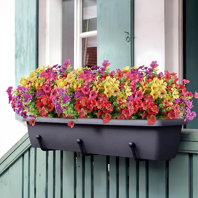 AGIRL 16 Bundles Artificial Flowers for Outdoor,No Fade Fake Plastic Flowers Faux Plants for Hanging Planters Decoration Indoor Outside Garden Porch Window Box Home Wedding