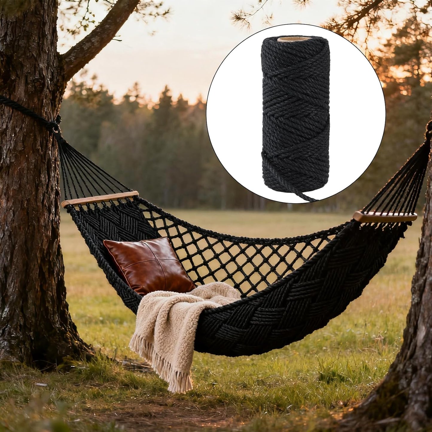 100 Feet 5mm Thick Black Natural Jute Twine, Garden Twine Heavy Duty Industrial Packing Materials String Wrapping, Arts, and Crafts, Halloween Wrapping, Gardening Applications