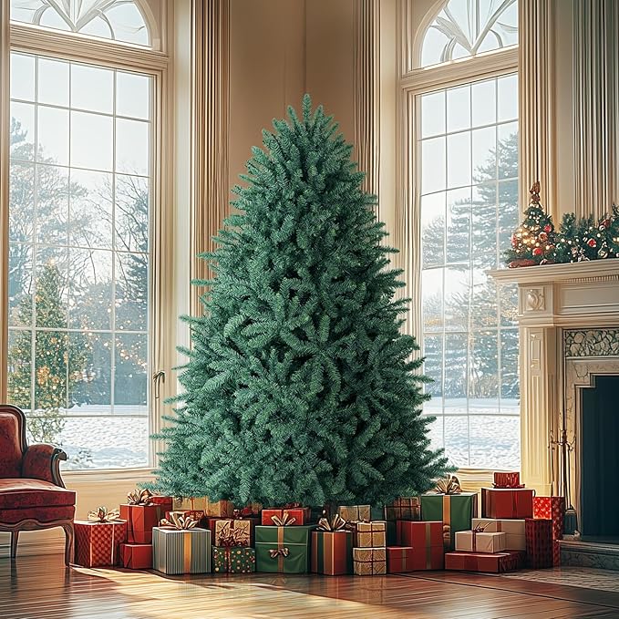 Christmas Tree 7ft Premium Hinged Blue Spruce Artificial Christmas Tree, Xmas Tree Unlit Full Christmas Trees,2368 Branch Tips