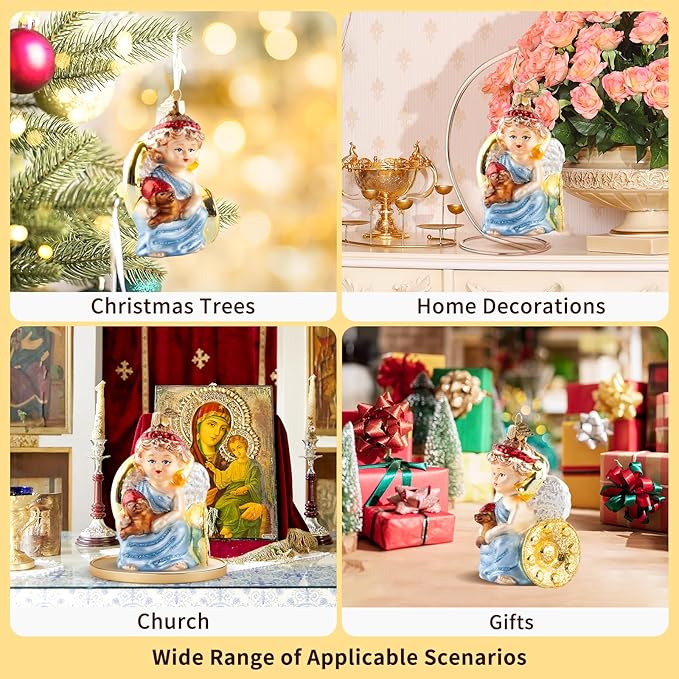 Angle Christmas Ornaments,Hand-Blown Glass Ornaments for Christmas Tree, Angle Watcher Collection Figurine Hanging Ornament,Glass Christmas Decorations for Angle Lovers Holiday Party Home Gifts