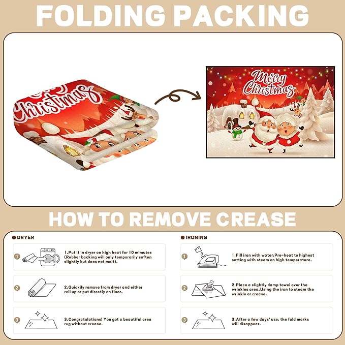 5' X 7' Christmas Area Rug for Bedroom & Living Room - Non-Slip, Washable, Decorative Throw Rug