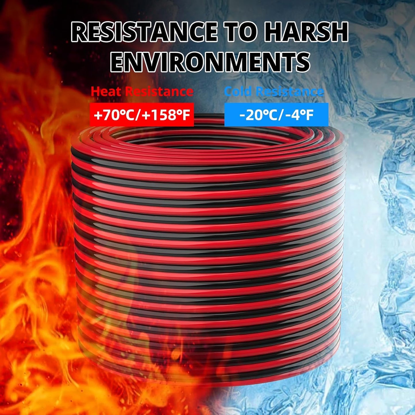 NAOEVO 18 Gauge Wire 500FT, 2 Conductors Electrical Wire Red Black Cable, Flexible/Low Voltage/PVC 18 AWG Copper Clad Aluminum Extension Cord for Speaker, LED Strips, Automotive 12V/24V DC