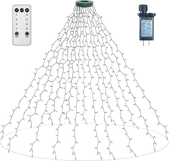 Christmas String Lights for Tree, 400 LEDs Christmas Tree Lights with Memory Function & 8 Modes, 6.6FT x 16 Lines Fairy Lights with Remote Control & Timer for Christmas Tree Decorations - Cold White