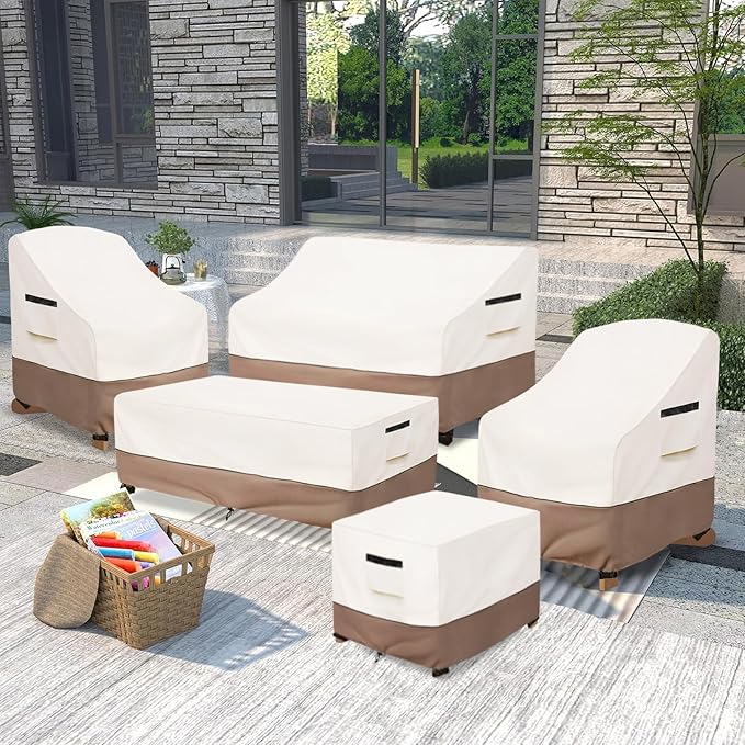 Adirondack Chair Covers Waterproof Patio Furniture Covers, 32W x 35D x 36H Inches Outdoor Chair Cover 2 Pack (Beige)