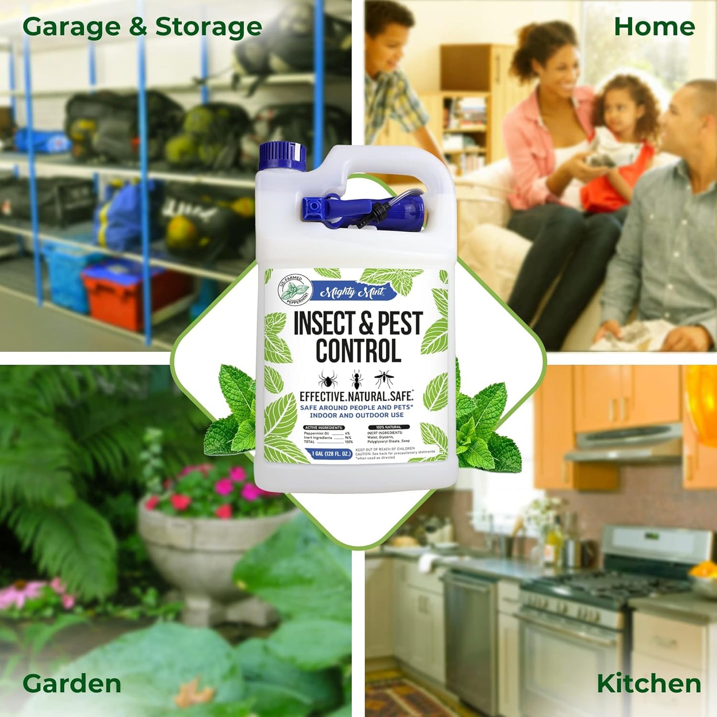 Mighty Mint Gallon (128 oz) Insect and Pest Repellent Peppermint Oil - Natural Spray for Spiders, Ants, and More