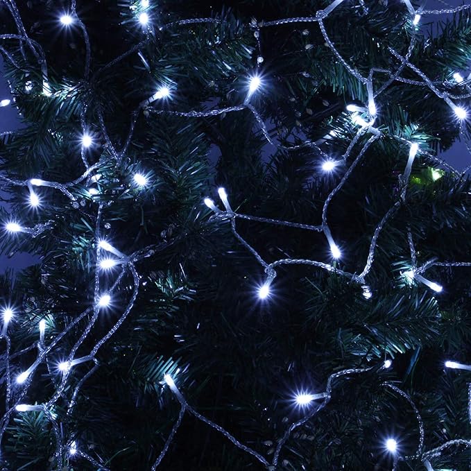 Extra-Long String Lights Outdoor Indoor, 800 LED Upgraded Super Bright Christmas Lights Clear Wire, Waterproof 13 Modes Plug in Twinkle Fairy Light for Bedroom Party Wedding Garden Xmas(Cool White)