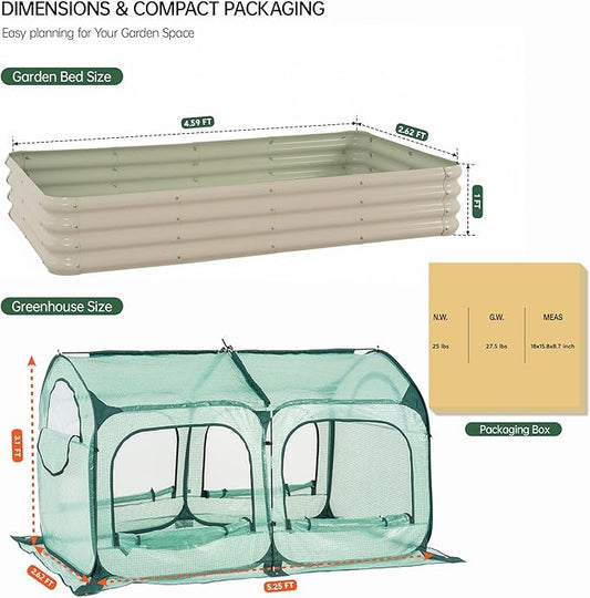 porayhut Pop up Tunnel Greenhouse Cover Plant Tent with 4x2FT Riased Garden Bed Set,Raised Planter Box