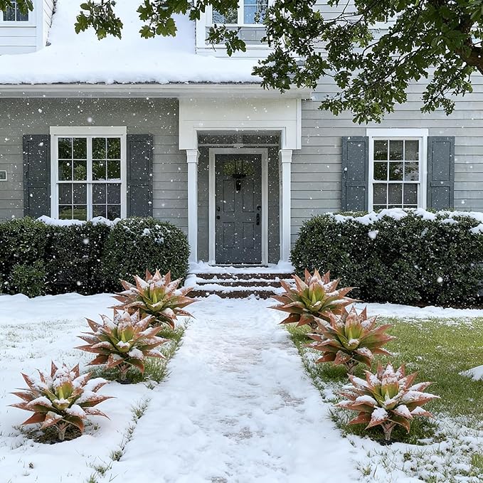 24 Inch Red Artificial Agave Plant with Ground Stake, Realistic Faux Succulents for Home Decor, UV-Resistant Fake Agave Plant for Indoor Outdoor Planters, Porch, Patio, Balcony, Poolside, 2 Pack