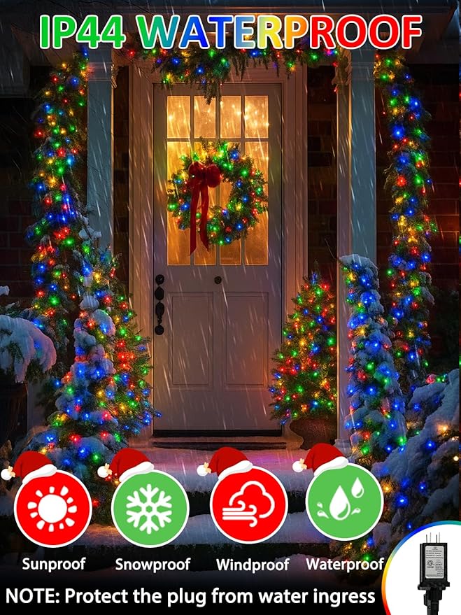 Smart Color Changing Christmas Lights with Remote & App Control, 198FT 600 LED RGB String Lights with Timer, Music Sync Multiple Modes Twinkle Christmas Tree Light Waterproof Indoor Outdoor Xmas Decor