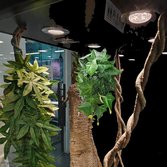 Woyrise Reptile Plants for Terrarium, Artificial Hanging Plants with Suction Cups, Amphibian Tank Habitat Decor Plastic Plant for Bearded Dragons Lizards Snake Geckos Frogs - 2Pack Green Ivy