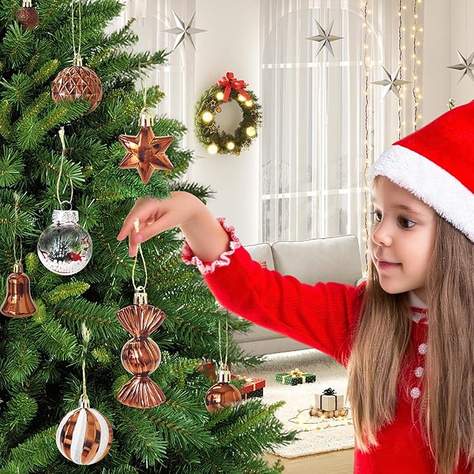 ILLUMINEW 111-Pack Christmas Balls Ornaments,Assorted Shatterproof Christmas Ornaments Set, Luxurious Hanging Pendants Package for Tree Party Holiday Indoor Decor