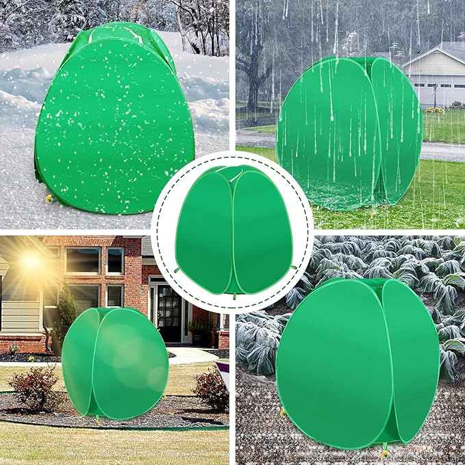 2 Pack Plant Covers Freeze Protection, Pop Up Shrub Frost Covers for Outdoor Plants Warm Plant Protectors Tent for Winter Protecting Fruit Potted Plants and Shrub from Freezing Animals Eating(22x22x23