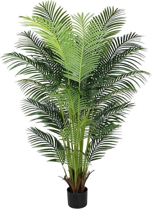 6 Ft Artificial Tropical Palm Tree With 24 Removable Leaves - Large Faux Plant for Indoors and Outdoors, Silk Housewarming Gift, K185
