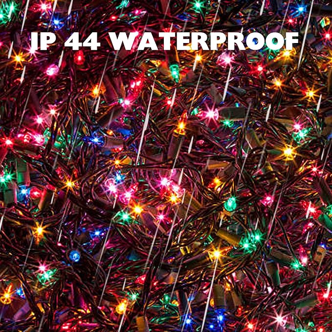 FUNPENY 60FT 300 Count Multi-Color Christmas String Lights, 2 Pack Clear with Green Wire for Indoor/Outdoor Christmas Tree, Xmas Party & Holiday Home Decorations