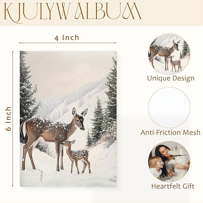 Christmas Photo Albums 4x6 inch Hold 36 Pictures, Farmhouse Rustic Winter Xmas Reindeer Small Memory Photo Album Book for Baby Family Graduation Wedding Travel Vacation