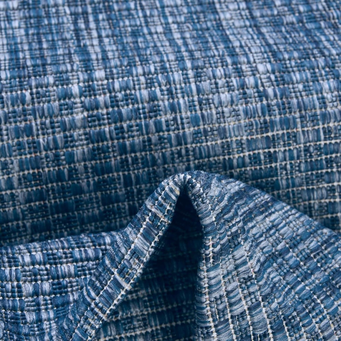 Unique Loom Collection Casual Transitional Solid Heathered Indoor/Outdoor Flatweave Area Rug (8' Round, Blue/Navy Blue)