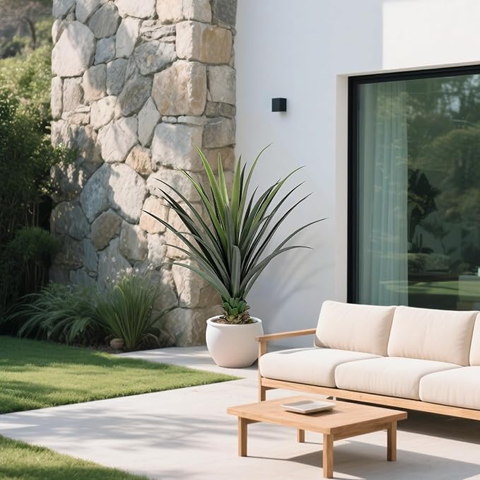 4ft Artificial Spiked Agave Plant with 30 Leaves Set of 2 Faux Agave Plants for Indoor and Outdoor Decor Perfect for Porch Living Room Bedroom Patio and Office