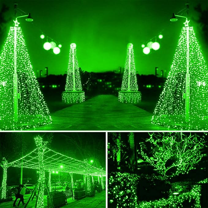 XTF2015 105ft 300 LED Christmas String Lights, End to End Plug 8 Modes Christmas Lights UL Certified Outdoor Indoor Fairy Light Tree, Patio, Garden, Party, Wedding, Holiday (Green)