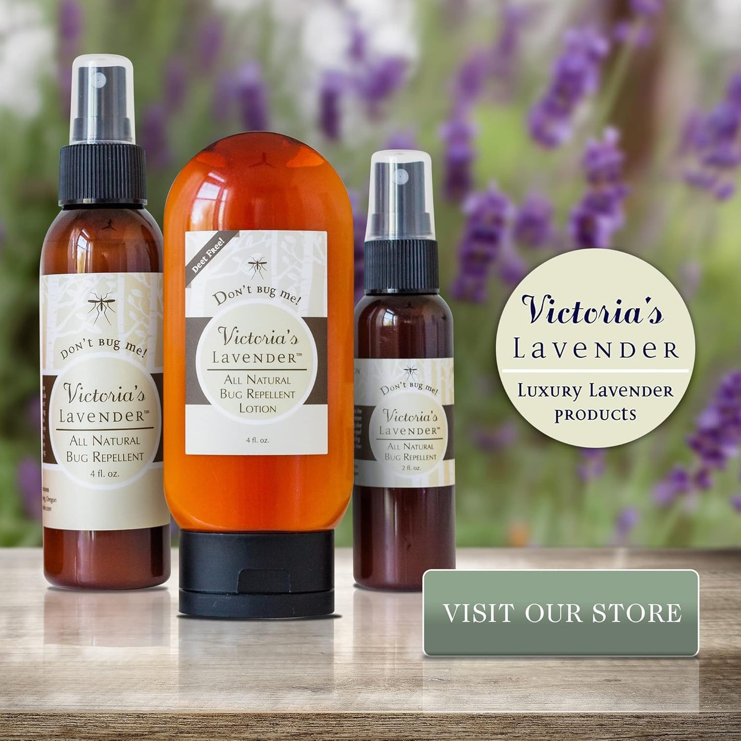 Victoria's Lavender Organic Don’t Bug Me Insect Spray DEET-Free, Made with Plant Based Essential Oils & Aloe Vera - Made in The USA - (1 Pack 4 Fl Oz)