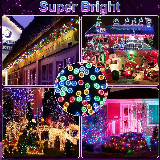 Christmas Lights 1000LED 98FT Waterproof Outdoor Timer 8 Modes Twinkle Fairy Lights LED String Lights Indoor Christmas Tree Lights for Wedding Party Yard House Decor