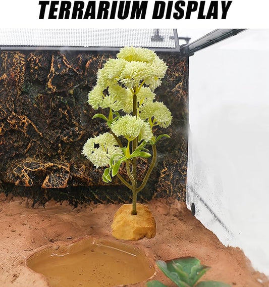 Woyrise Reptile Plants Succulent, Artificial Desert Plant for Terrarium Decor, Bearded Dragon Tank Accessories fit Gecko Lizard Chameleon Ball Python Snake - White Hylotelephium