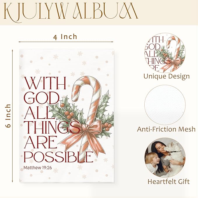 Christian Christmas Photo Albums 4x6 Pictures, with God All Things Are Possible Bible Verse Xmas Small Memory Photo Album Book for Baby Family Graduation Wedding Travel Vacation