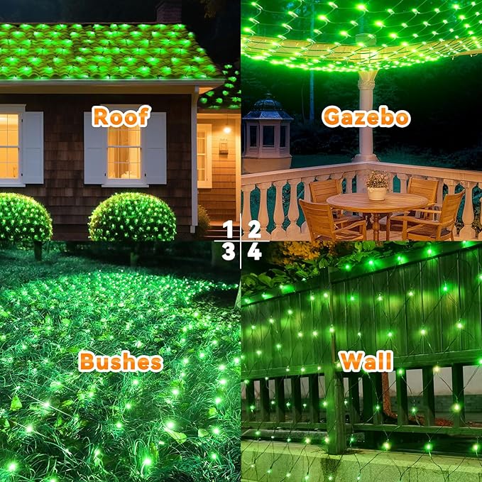 LitHome 14.8FT x 5FT Christmas Net Lights Outdoor Mesh Lights,300 LED Christmas Net Light for Bushes Connectable,8 Modes Green Giant Mesh Light Waterproof for Garden Party Roof St Patrick’s Day Decor