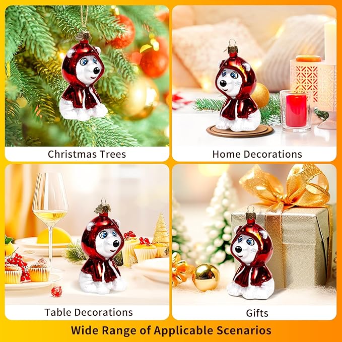 Christmas Ornaments,Glass Blown Ornaments for Tree,Personalized Polar Bear Collection Hanging Ornaments,Christmas Decorations for Xmas Tree Holiday Party Gifts(Polar Bear)