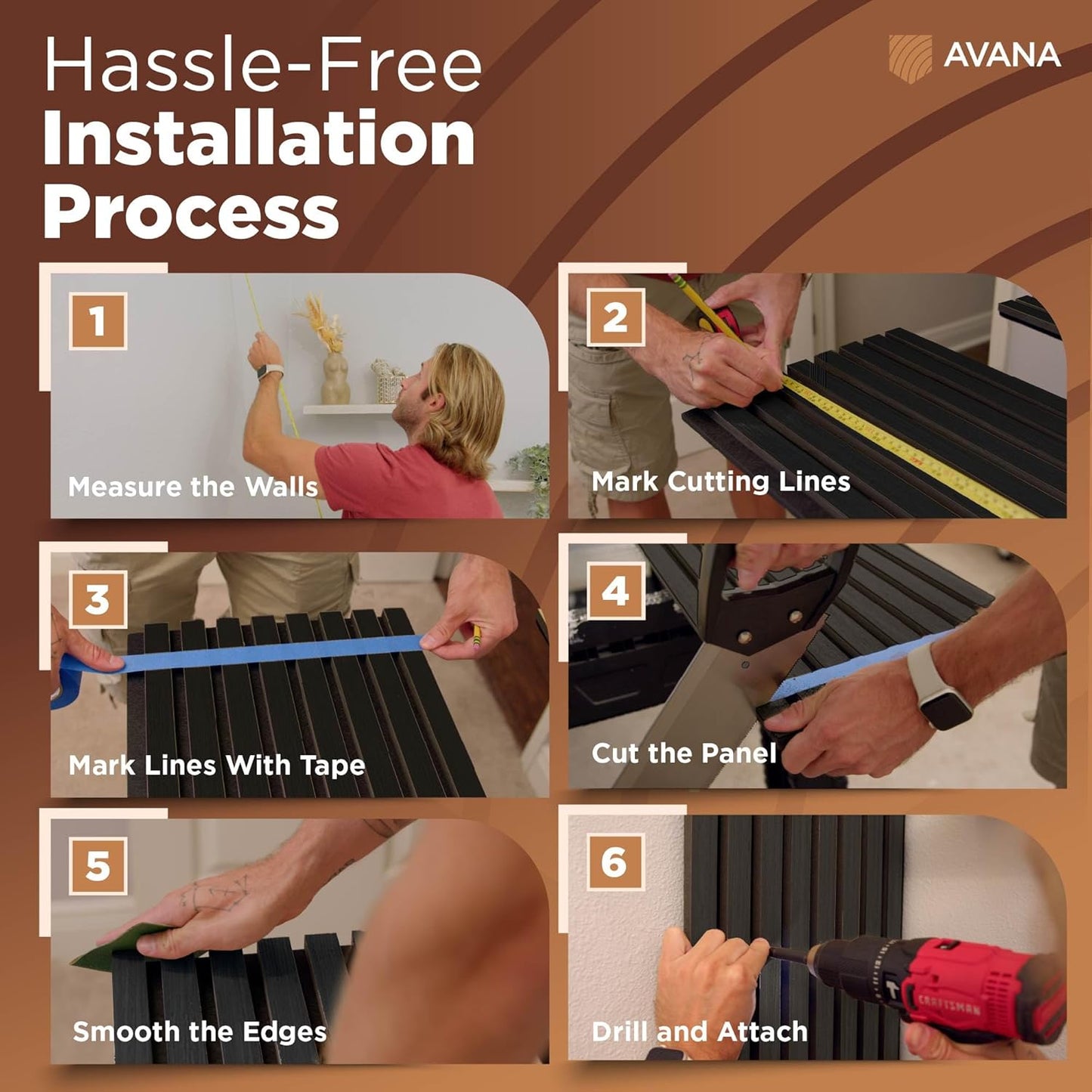 Avana Modern Acoustic Wood Wall Panels – 47.2 x 12.6 Inch Smoke Oak Acoustic Panels 2 PCs – Wall Panels For Interior Wall Decor For Homes, Offices, Studios – Sturdy And Durable Wood Panels For Wall