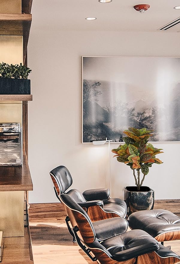 2PCS Artificial Croton Plant, Faux Fiddle Leaf fig Tree,Artificial Trees for Home Decor,Floor Plant,Front Porch Plants with Plastic Pot, Faux Ficus Lyrata Tree,35inch