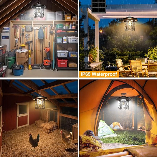 Solar Star Pendant Light - 3000LM Outdoor Solar Chandelier with Motion Sensor, Gazebo Lighs with Remote Control, 5 Modes, 3 Color Temperatures for Patio, Garden, Gazebo, Umbrella(16.4FT Cord)