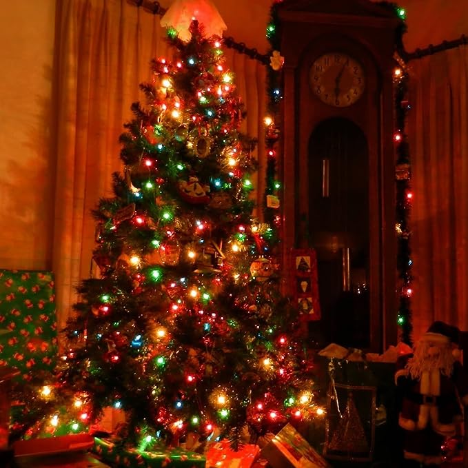 Uptotop Christmas 2 Pack String Light, Total 200 Count 40 FT String Lights Plug in Waterproof Light Decorations for Party Carnival Supplies, Outdoor Yard Garden Decor (Multi-Colored)