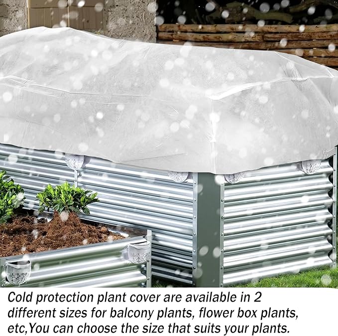 Rectangular Plant Cover Frost Big Size for 8×2×2FT Non Woven Fabric Garden Bed Cover with Zip Drawstring for Winter Cover Protection, Raised Beds Protect Plant Vegetable from Winter Frost