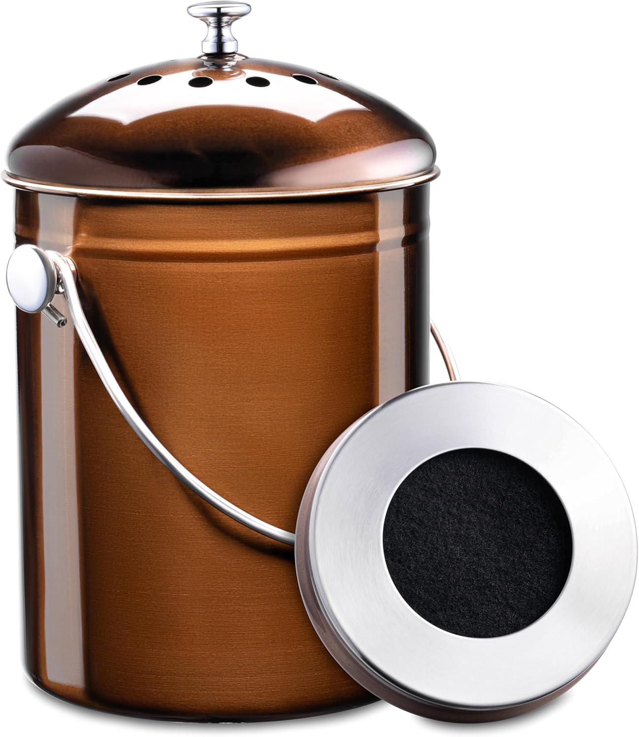 EPICA Countertop Compost Bin Kitchen | 1.3 Gallon | Odorless Composting Bin with Carbon Filters | Indoor Compost Bin with Lid | Stainless Steel Kitchen Composter for Food Scraps & Waste Recycling