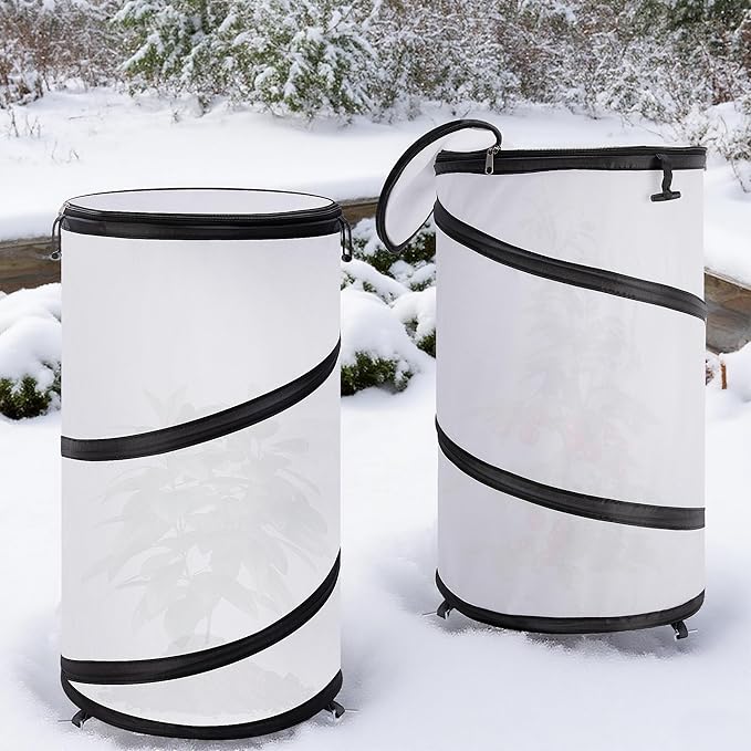 2 Pcs Pop Up Winter Frost Plant Cover, 20 x 12 Inch Round Garden Plants Freeze Protection Tent, Foldable Warm Plant Protector Enclosure for Snow Frost Protection Indoor & Outdoor