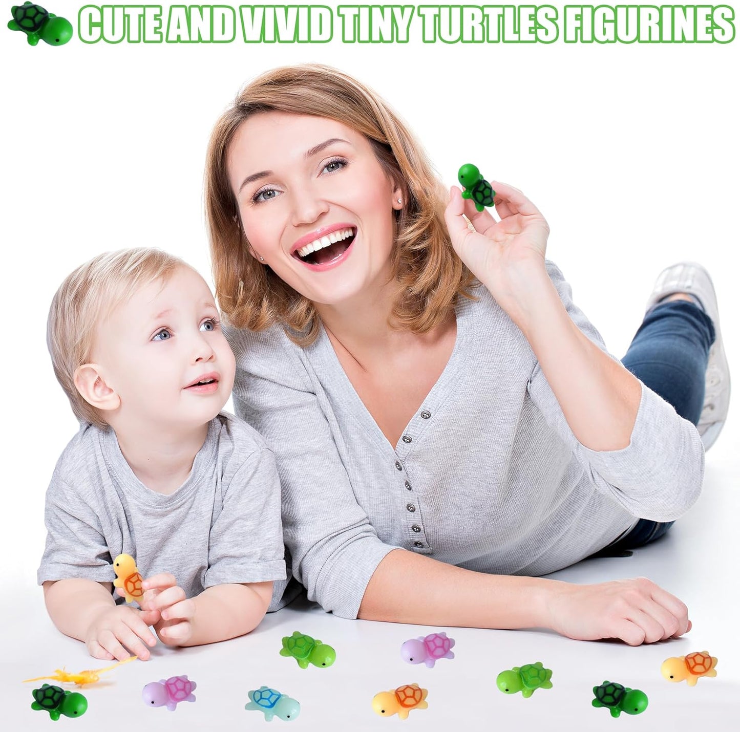 50 PCS Mini Turtle Miniature Sea Turtle Tiny Plastic Turtle Figurines for Garden Miniature Moss Landscape Decoration (Multi Colors)