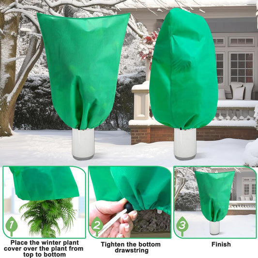 DQS 2 Pack Plant Covers Freeze Protection, 39.3" x39.3" Winter Frost Protection Blankets Frost Cloth,Suitable for Outdoor Winter Frost, Cold Weather, shrubs, Trees, Jackets, and coverings