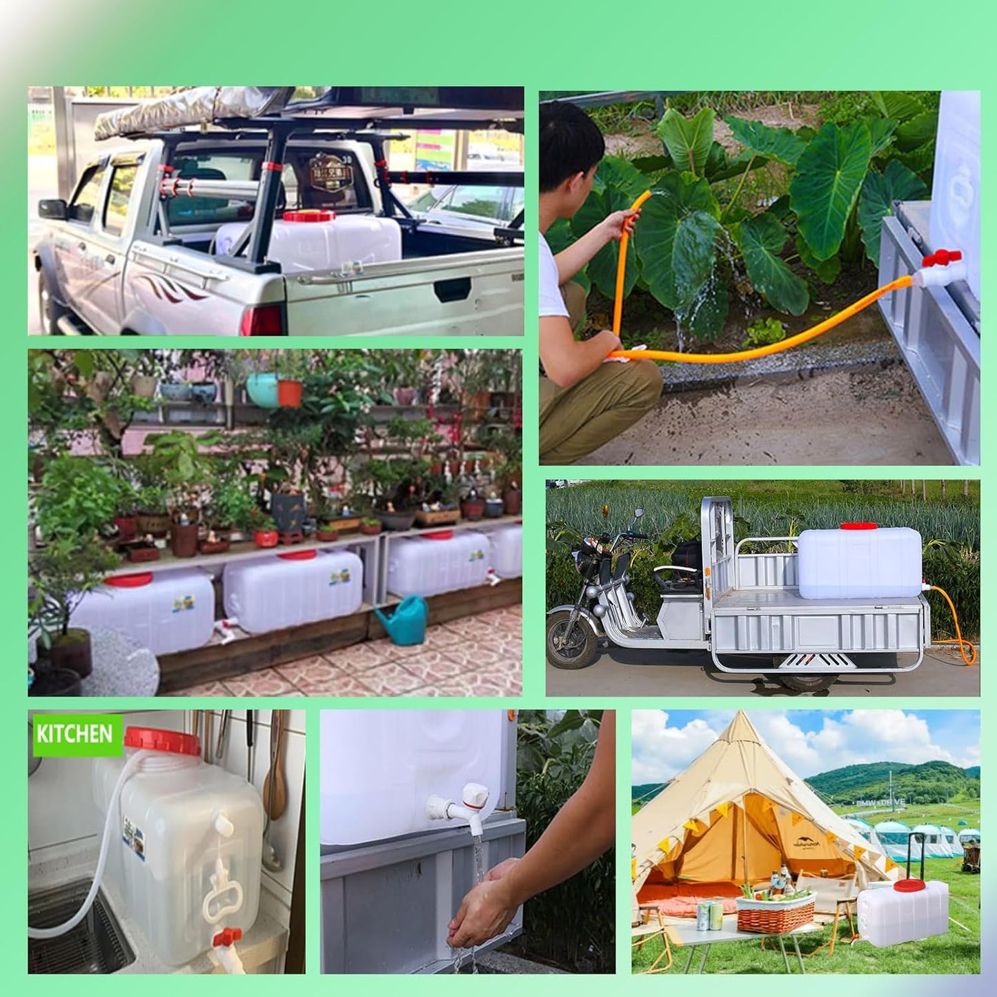 Portable Water Tank 50gal Water Storage Tank for Camping with Spigot Hose Plastic Water Container Water Storage Container for Emergency Water Storage Hiking Outdoor(Size:52gallon / 200L)