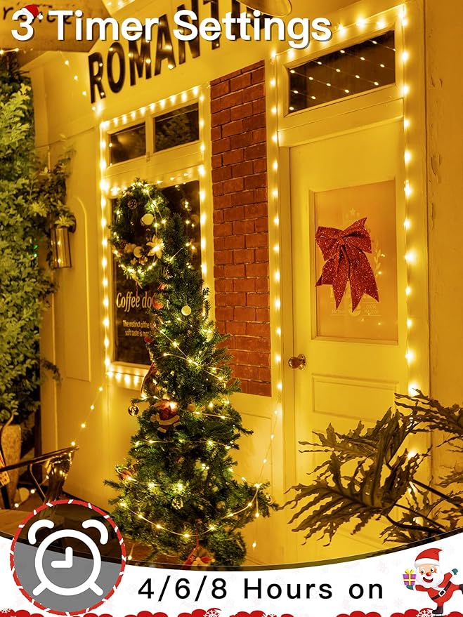 1000 LED 328 FT Outdoor Christmas Lights, IP67 Waterproof Twinkle String Lights with Remote 8 Modes and Timer Memory Function, Fairy Light for Holiday Garden Party Decorations(Warm White)