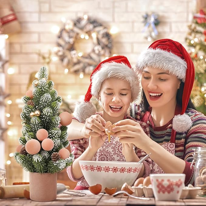 SY Super Bang Small Christmas Tree, 13Inch Artificial Velvet Ball Berry Mini Tabletop Tree Christmas Decorations, for Home Party Thankgivings Xmas Indoor Decor. (Light Coffee, 18Inch)