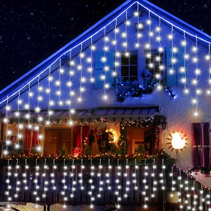 131FT Christmas Lights Outdoor 1440 LED Christmas Decorations Waterproof Plug in with 8 Modes & Timer Christmas Lights for Roof Party Garden Holiday Decor (Cool White)