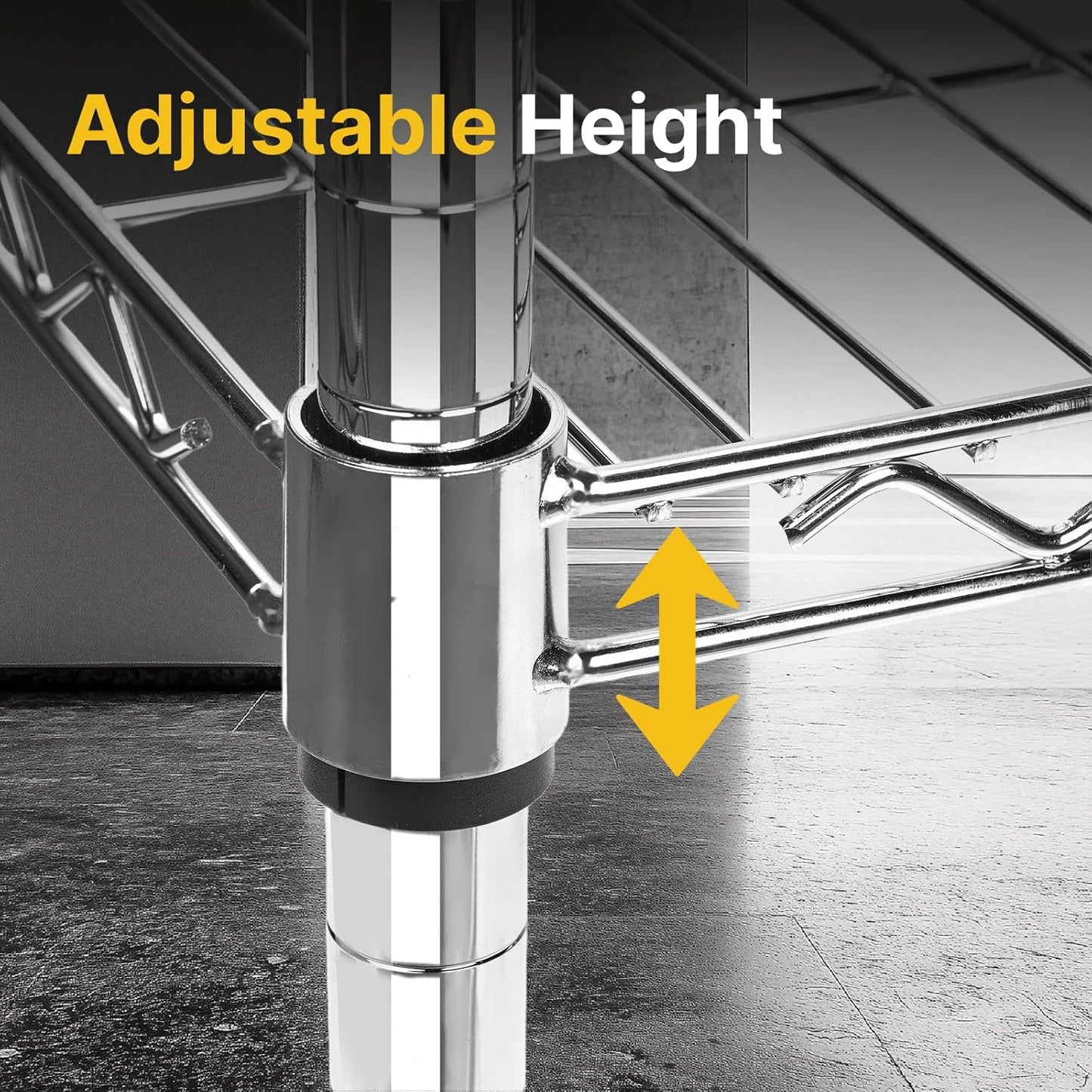 Northsky 3-Shelf Wire Utility Cart on Wheels, Chrome Finish Rolling Metal Shelving with Wheels, 550lb Capacity, 24" x 18" x 44.1", 3 Tier Rolling Cart for Kitchen Bar Storage Use