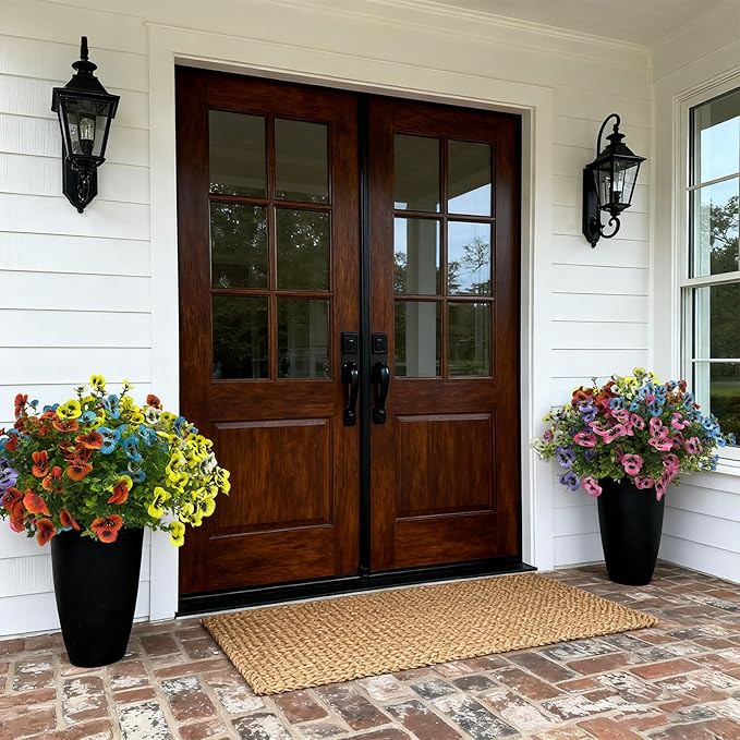 YHJZ Artificial Flowers Plants for Outdoor Indoor Garden Home Decoration Faux UV Resistant Silk Butterfly Flowers for Outside Planter Front Door Porch Yard Patio Window Box Home Decor(18 Bundles)