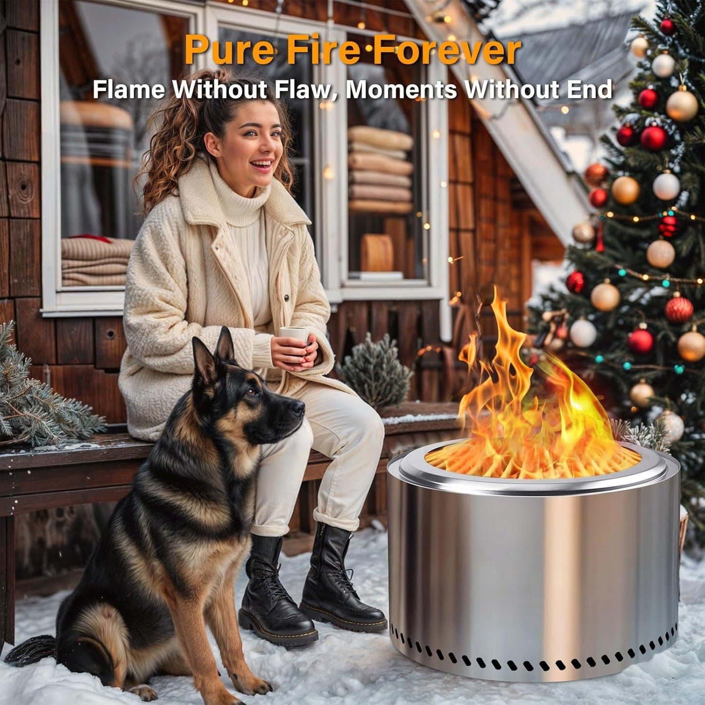 HGD 27.5" Smokeless Fire Pit Outdoor, Stainless Steel Wood Burning Firepit with Secondary Combustion, Backyard Patio Stove for Garden, BBQ & Bonfire